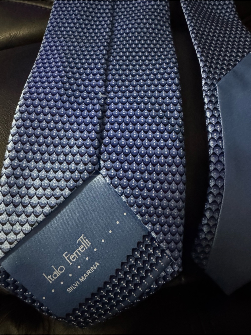 Italo Ferretti Navy Textured Silk Tie